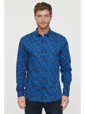 Lee Cooper - Chemise manches longues coton regular DYLAN - Bleu marine