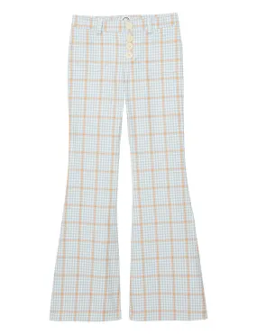 Pantalon Charlotte à carreaux bleu et orange